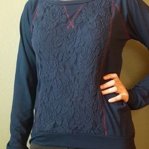 Blue lace sweatshirt/ sweater